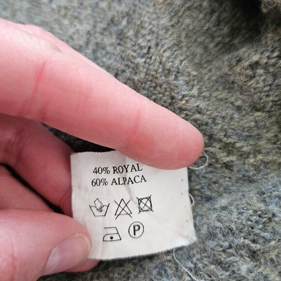 TUMI Green Alpaca Blend Knit Sweater Extra Small Cozy Winter Minimalist Casual - Picture 5 of 6